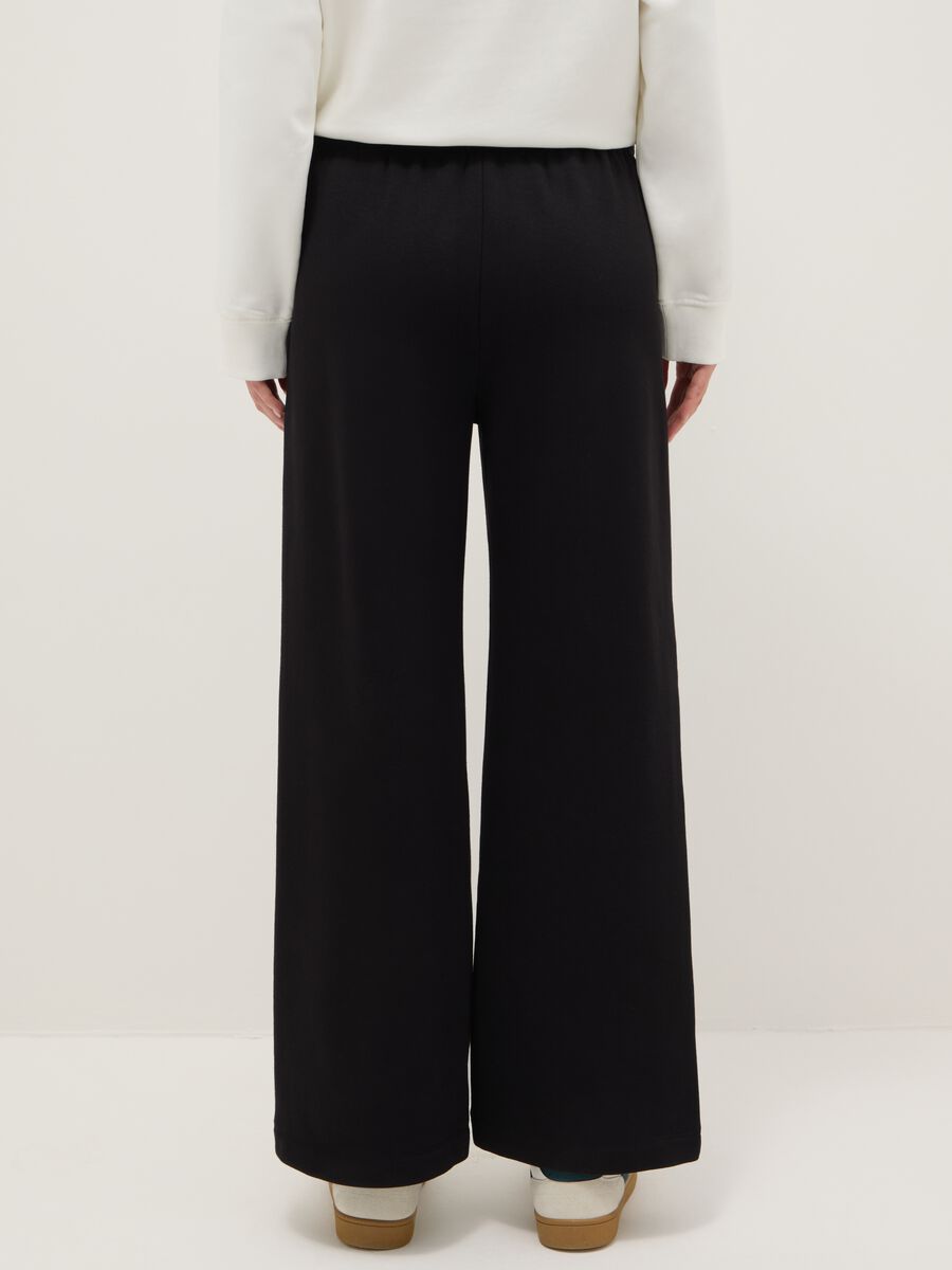 Black cotton blend regular fit joggers_2