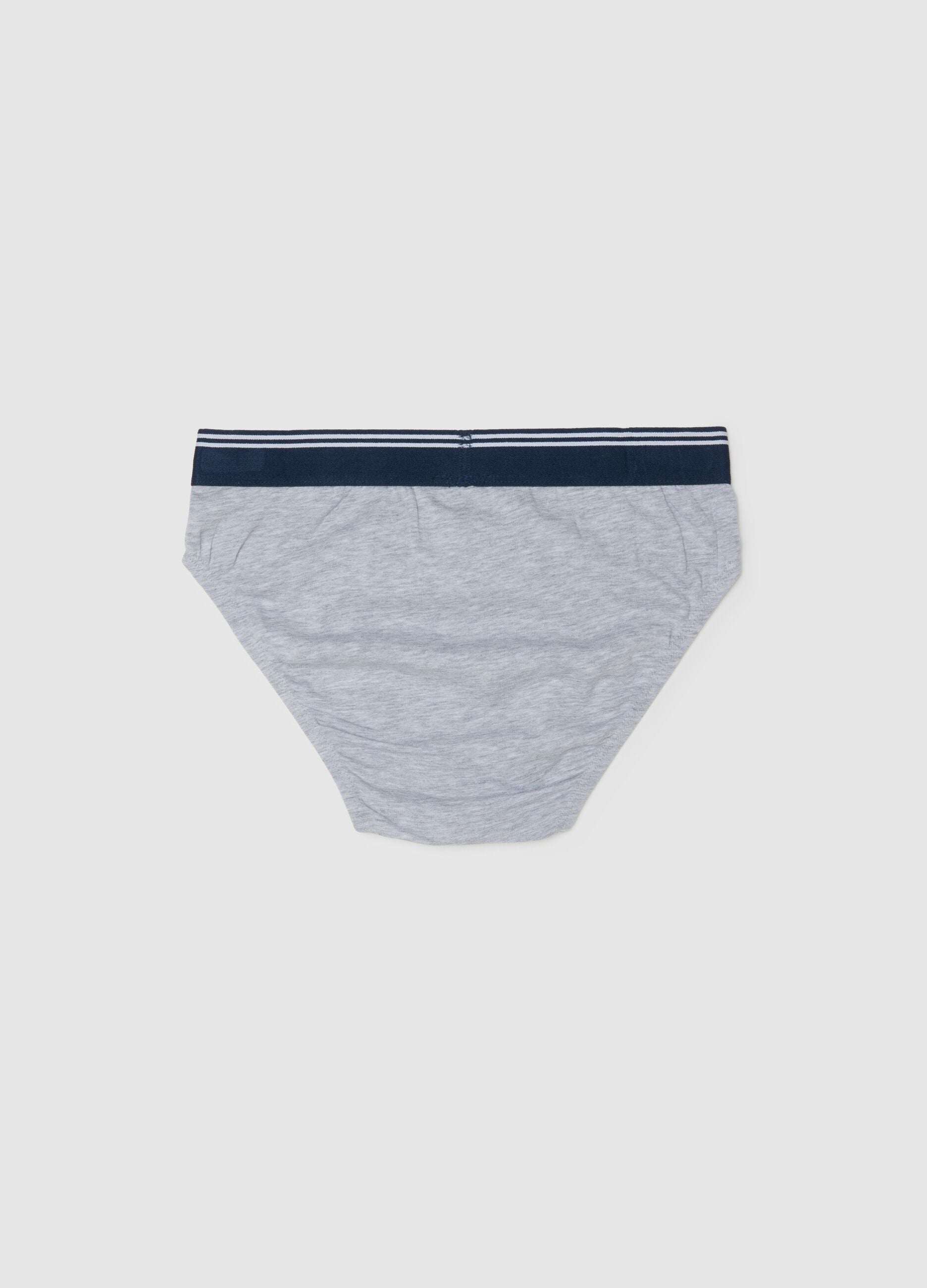 Boys' Grey Stretch Cotton Regular Fit Briefs