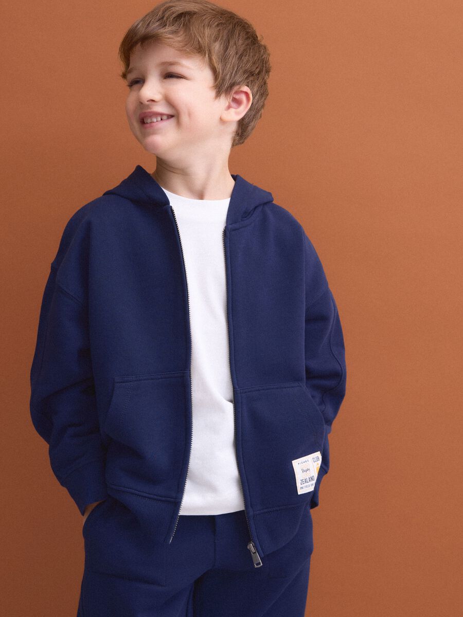 Blue pure cotton hoodie with regular fit for boys_1