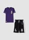 Multicolour pure cotton boy's set regular fit with Lakers prints_3
