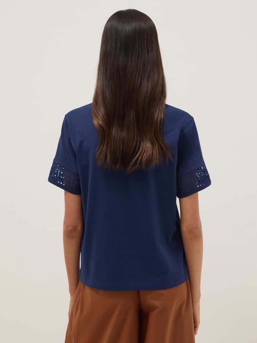 Blue short-sleeved pure cotton T-shirt_3