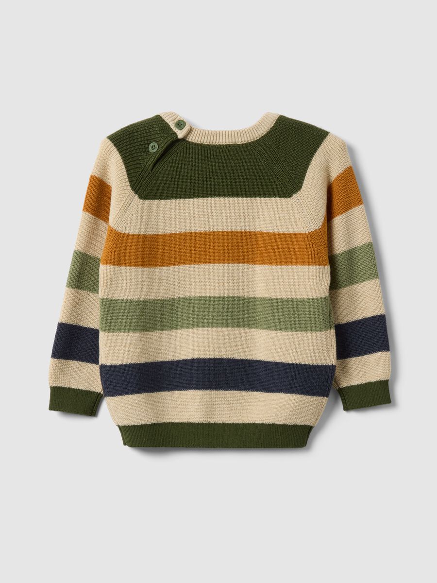 Boys&rsquo; multicolour striped cotton-blend jumper with buttons, regular fit_1