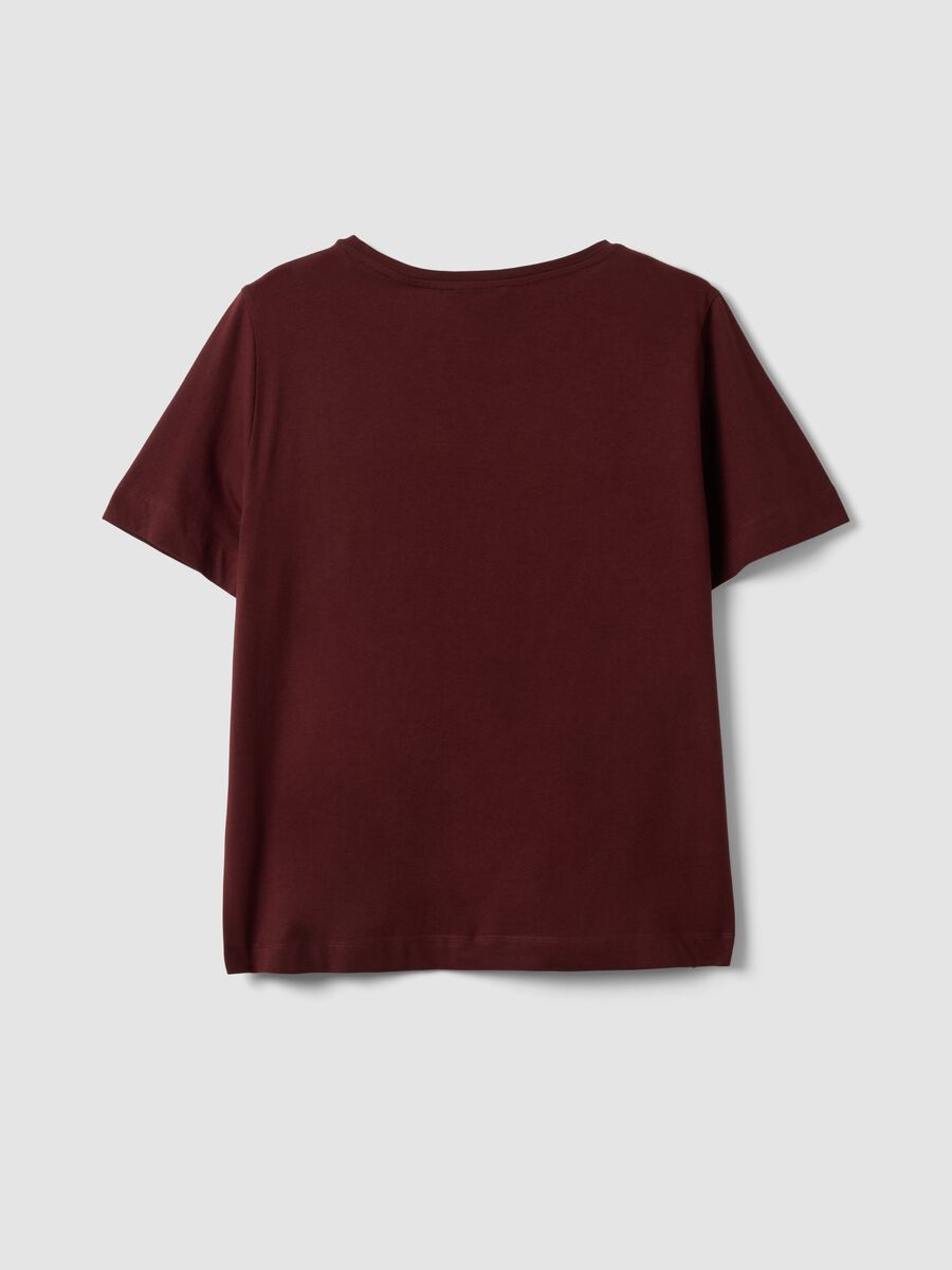 T-shirt rossa in puro cotone con stampa floreale regular fit_5