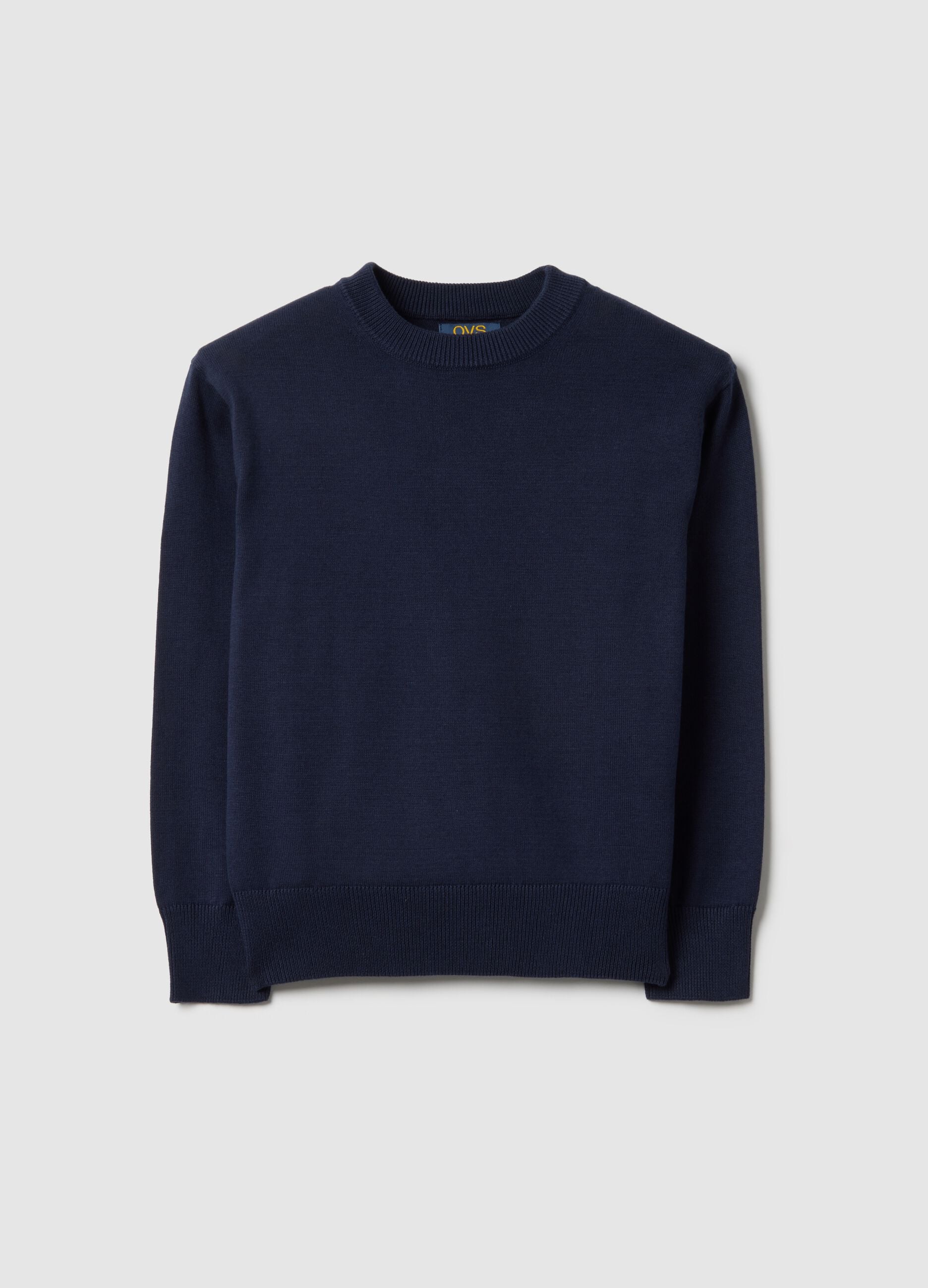 Boys' Blue Crew Neck Pure Cotton Sweater Regular Fit