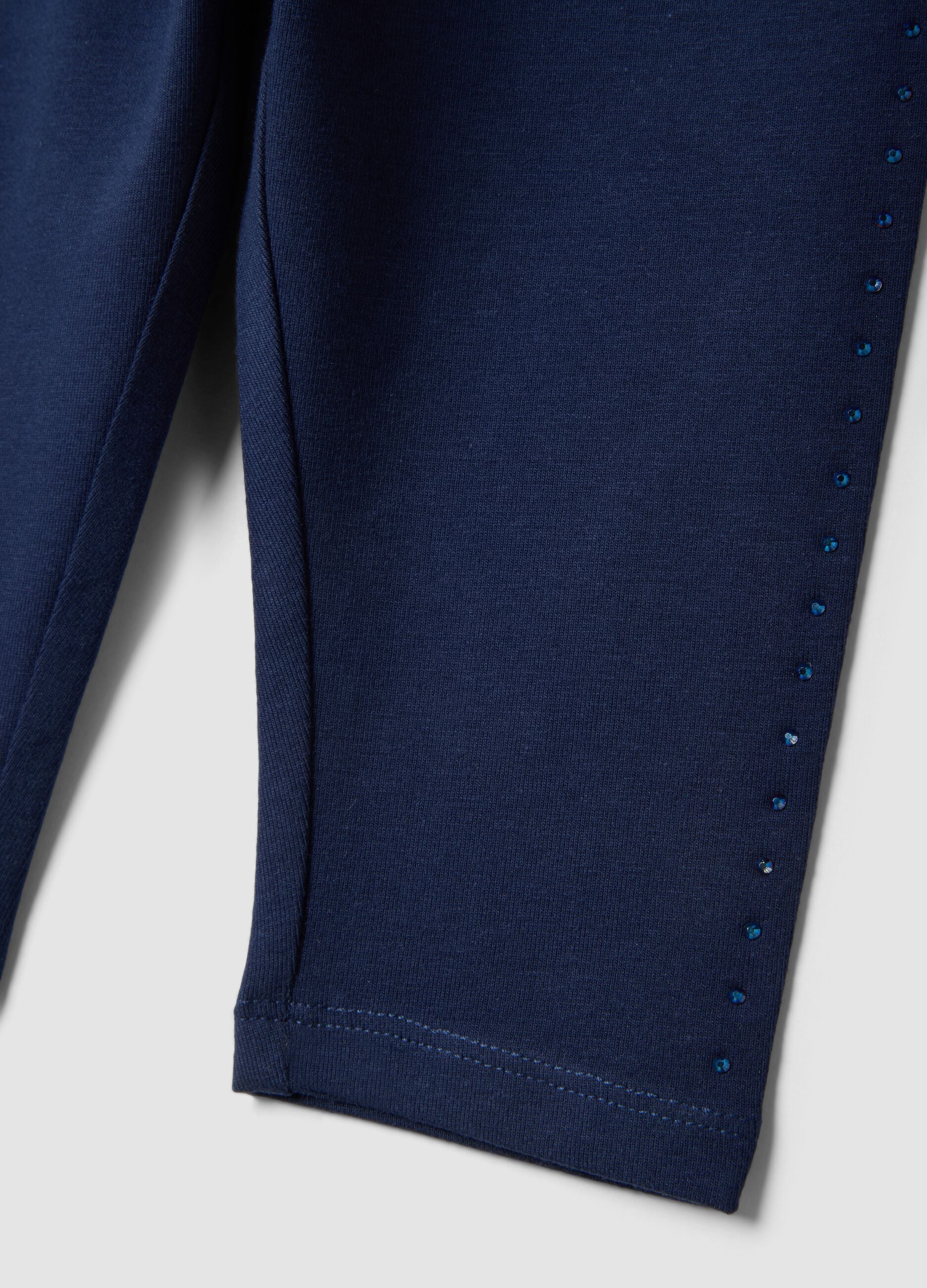 Girls' Slim Fit Blue Stretch Cotton Leggings