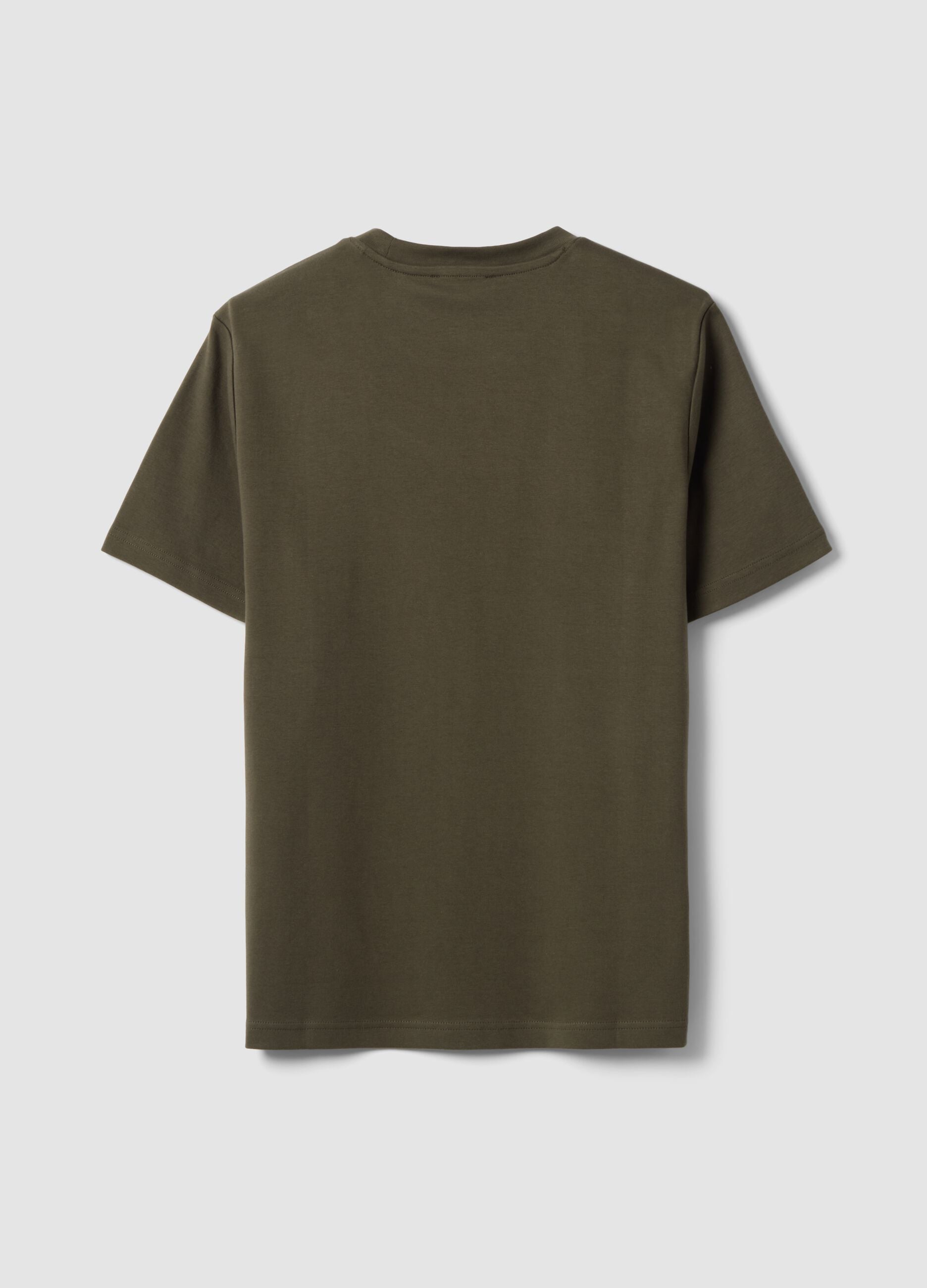 Green regular-fit pure cotton short-sleeve T-shirt