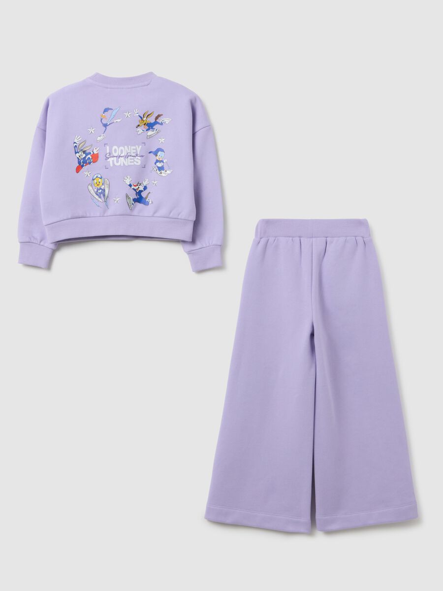 Girls' Regular Fit Purple Suit in Cotton Blend with Print_1