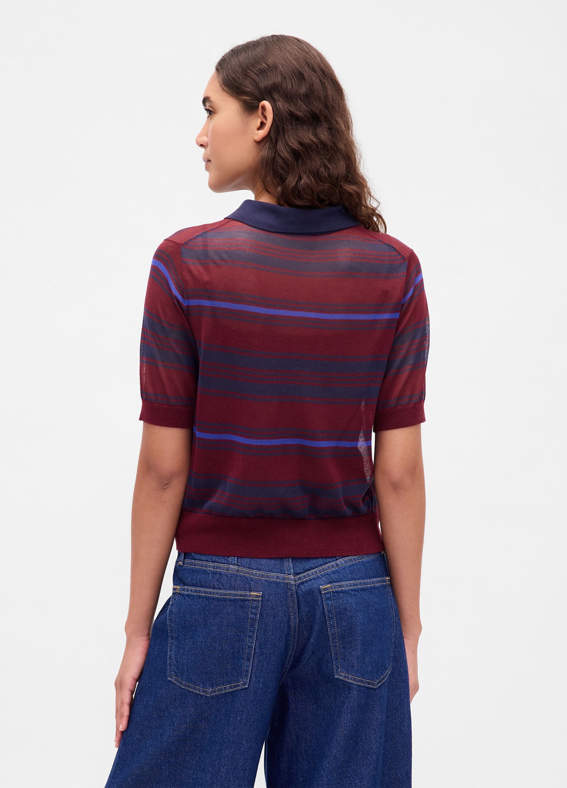 Short sleeve red knit polo shirt