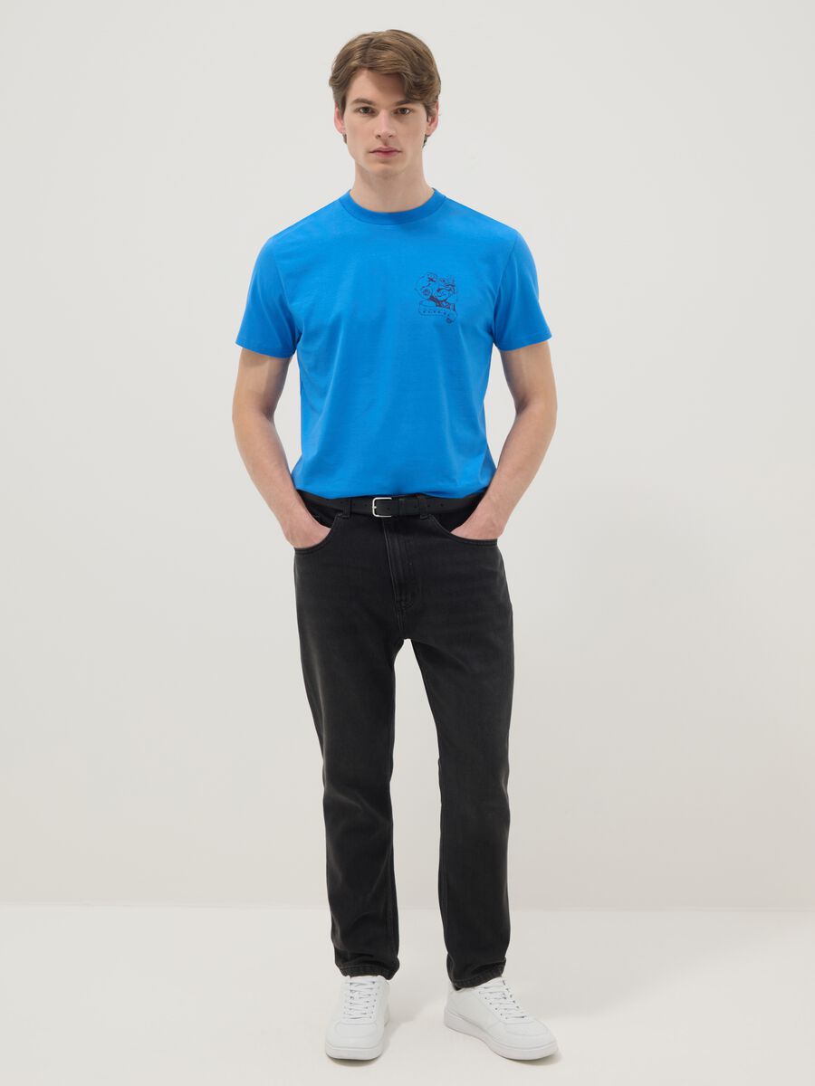 Blue pure cotton regular fit T-shirt with Popeye print_2
