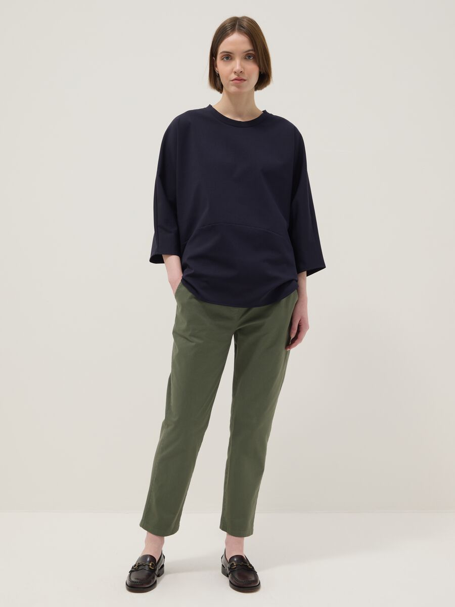 Green Stretch Cotton Trousers Regular Fit_0