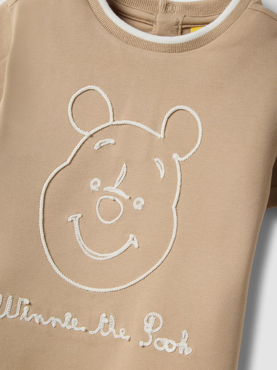 Beige Stretch Cotton Kids T-shirt with Winnie Embroidery_2