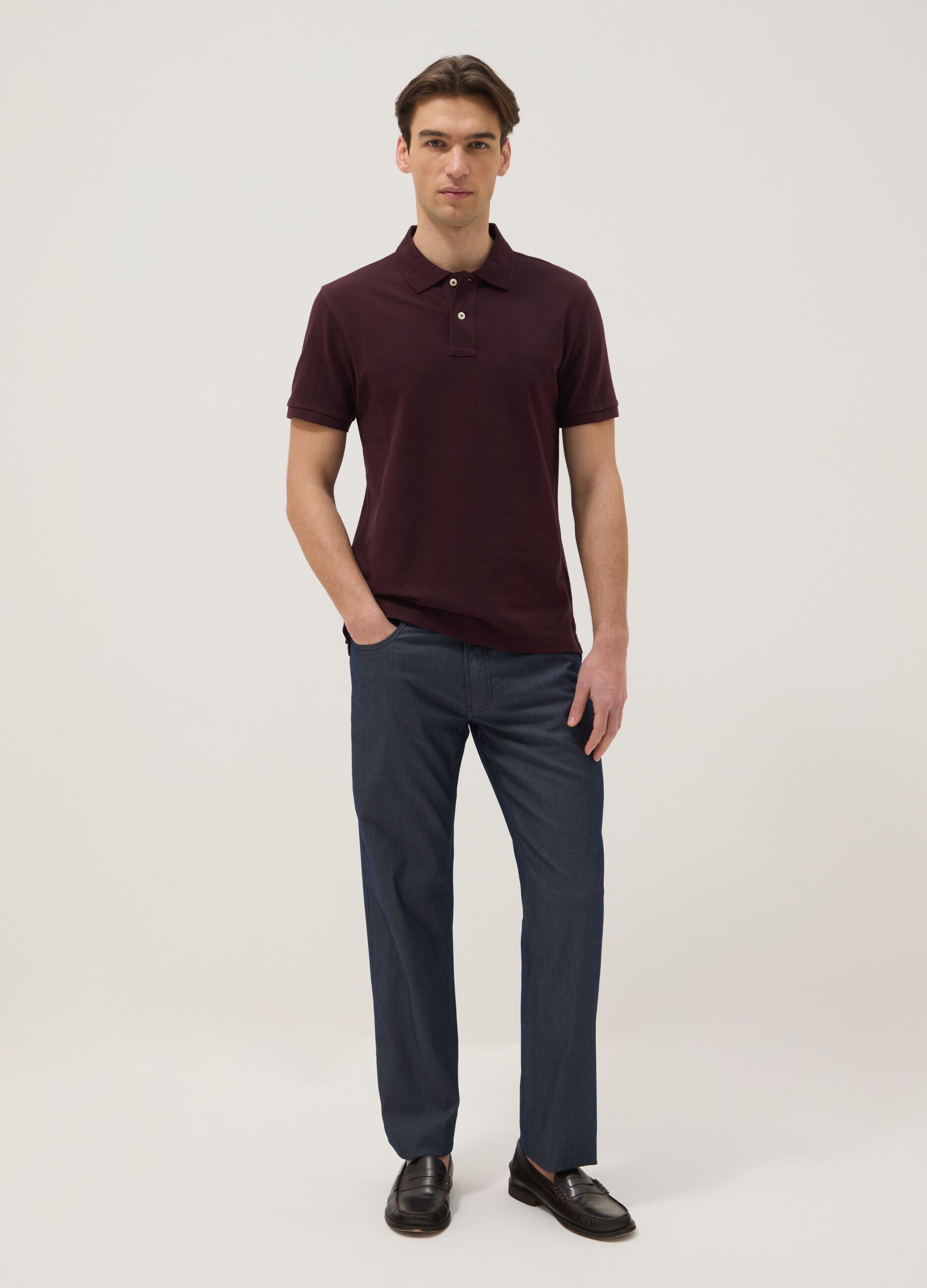Purple slim fit pure cotton polo shirt
