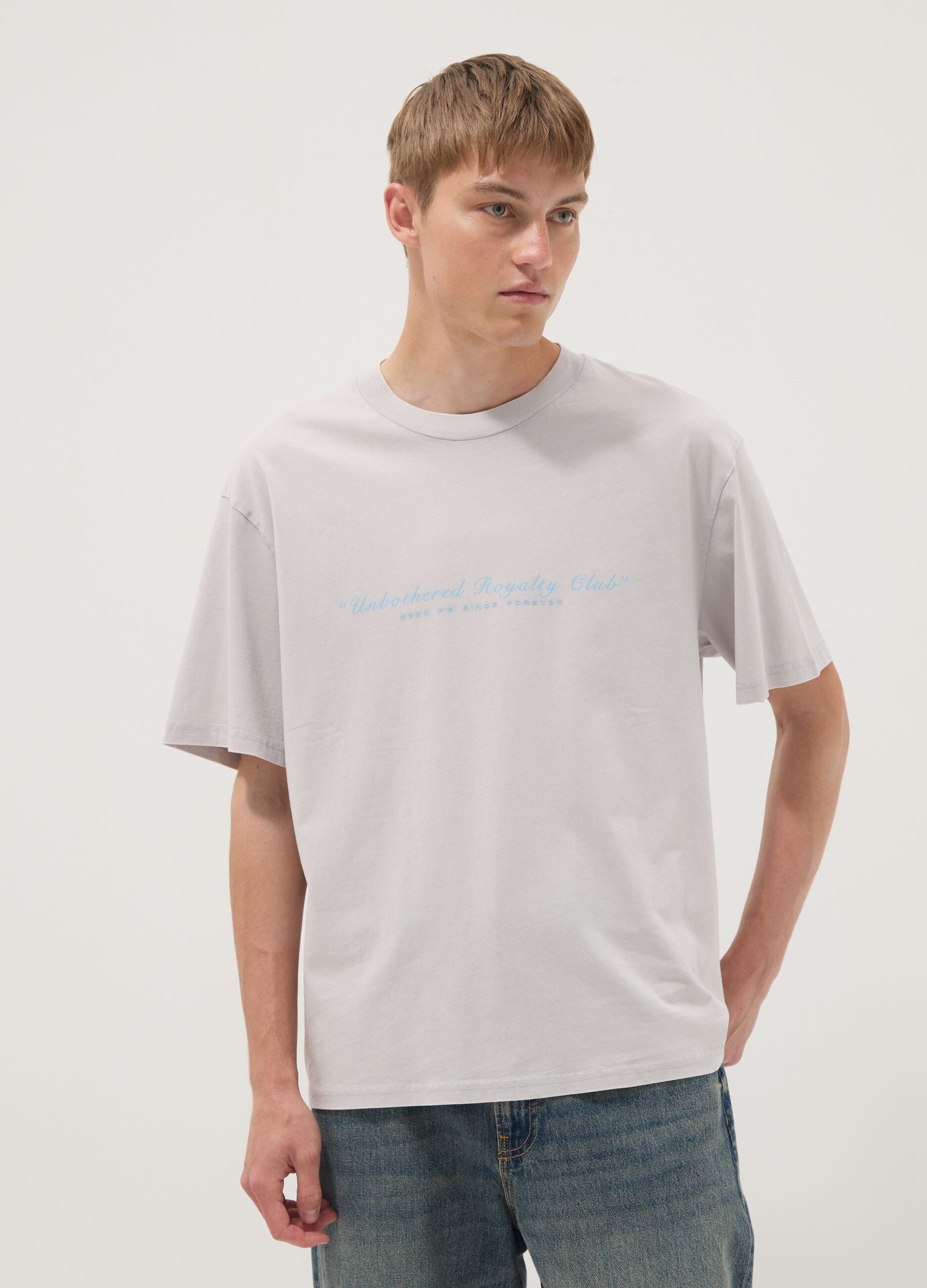 Grey short-sleeve pure cotton T-shirt