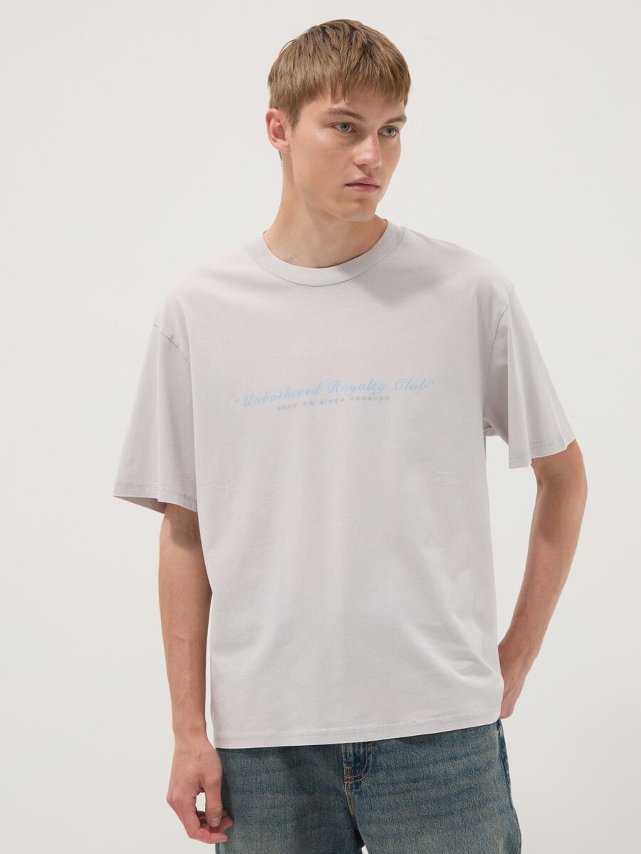 T-shirt grigia a maniche corte in puro cotone_1