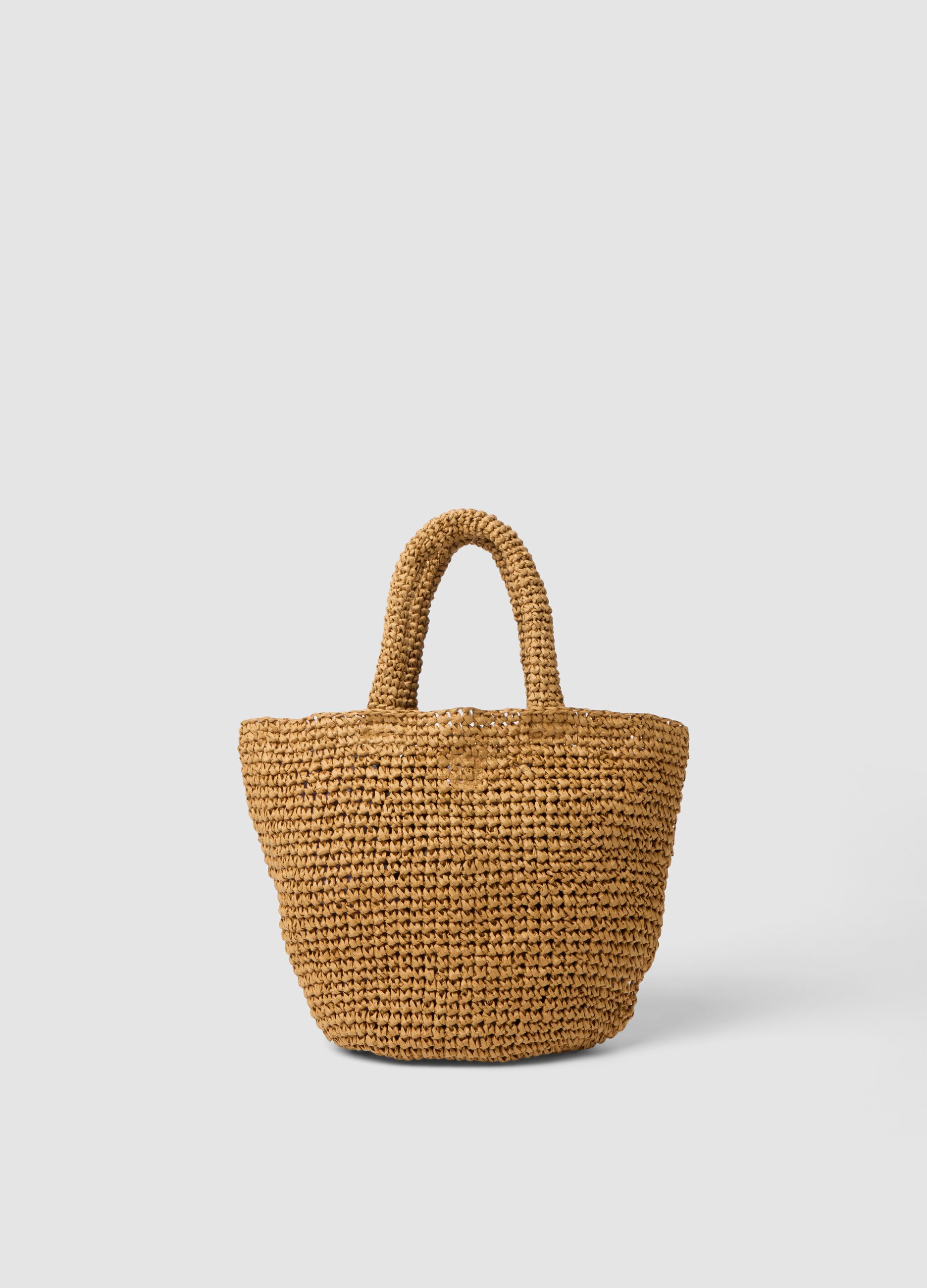Brown beach bag in paper fabric