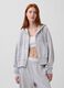 Regular fit grey cotton blend hoodie with zip_0