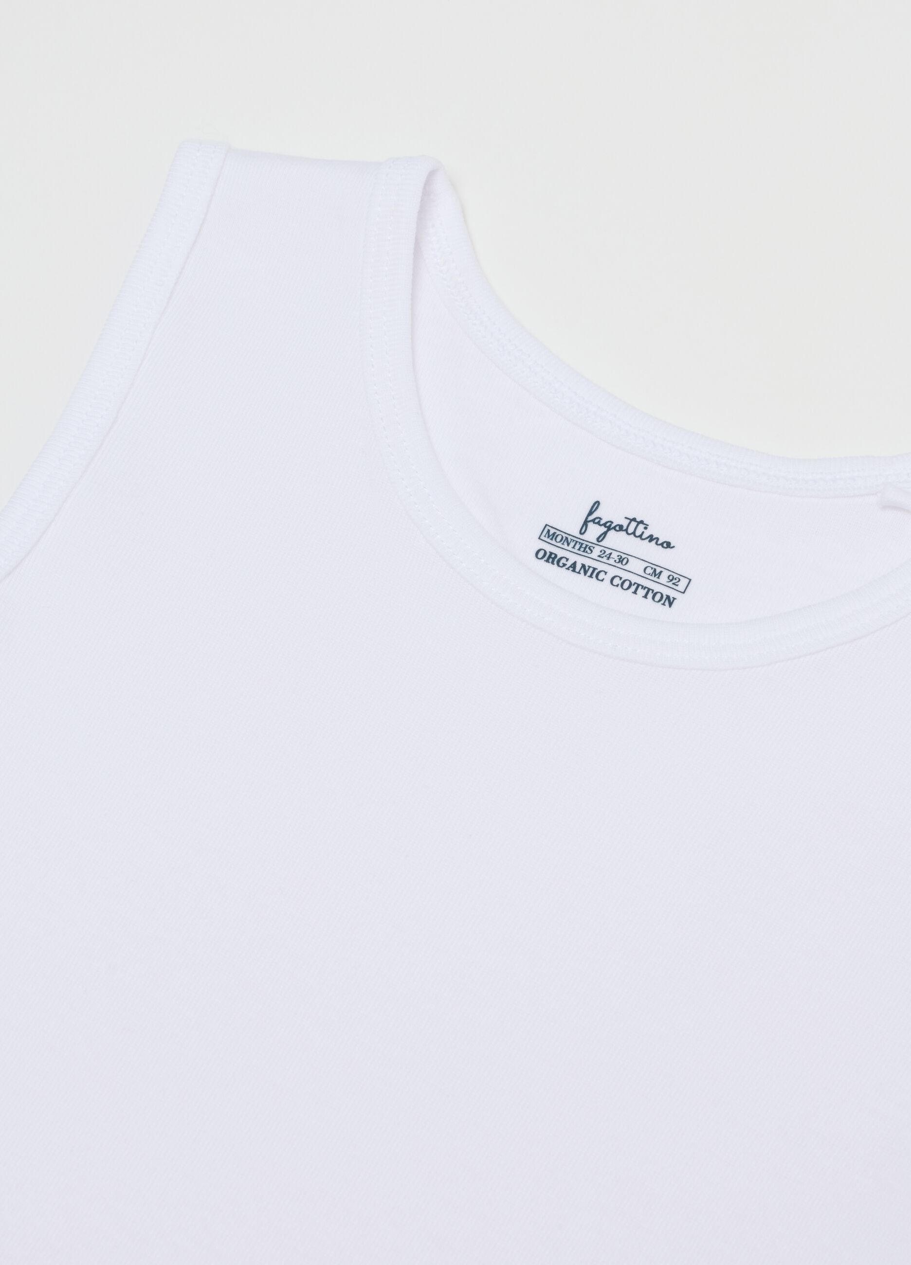Baby's white cotton tank top tripack