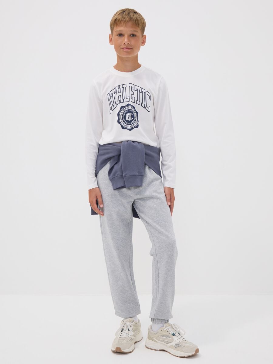 Grey organic cotton jogger trousers, regular fit, for boys_1