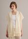 White crochet viscose-blend cardigan with fringes, regular fit_0