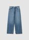 Light Blue Denim Wide-Leg Jeans in 100% Cotton_0
