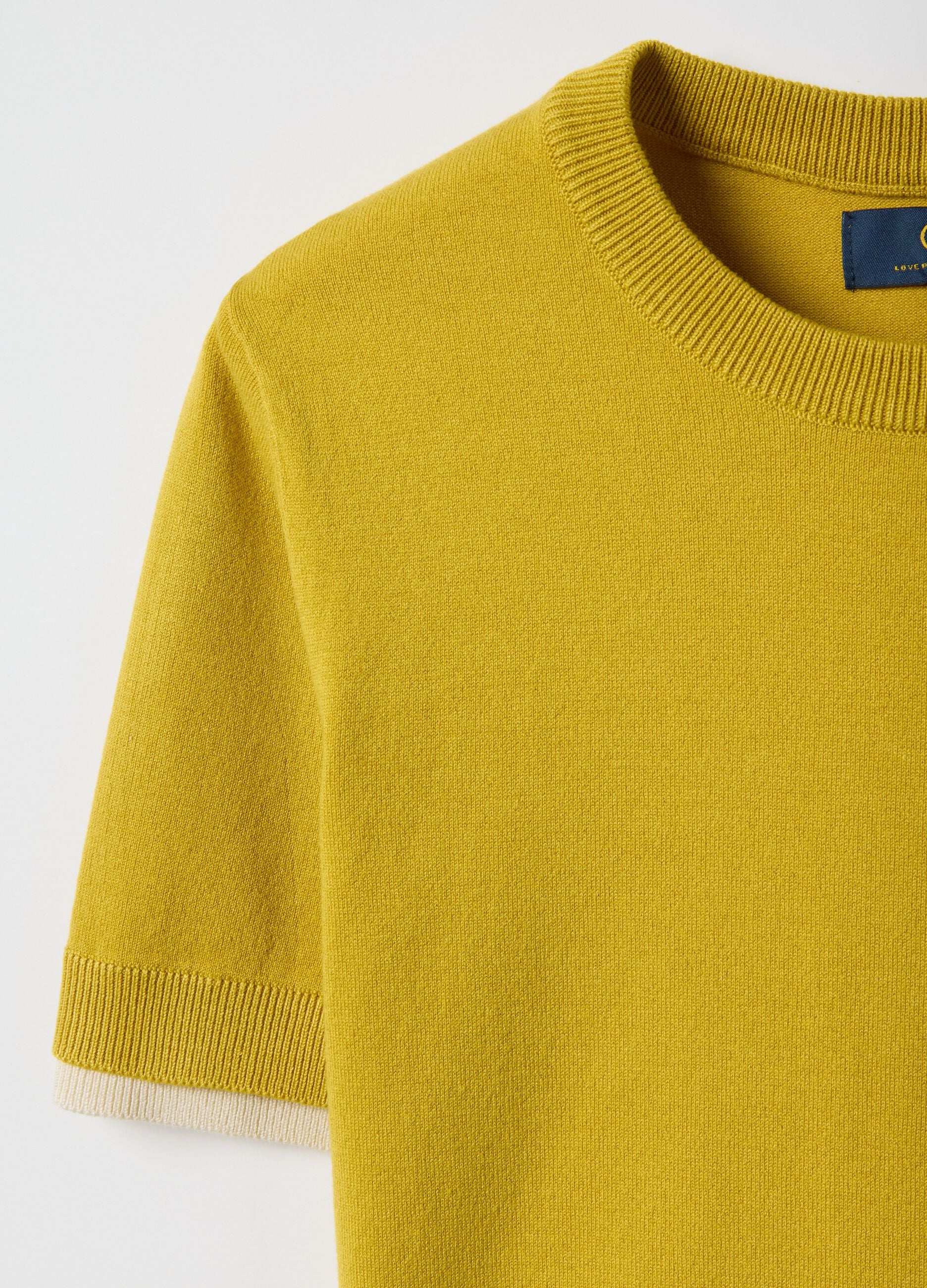 Yellow viscose blend crew neck sweater regular fit