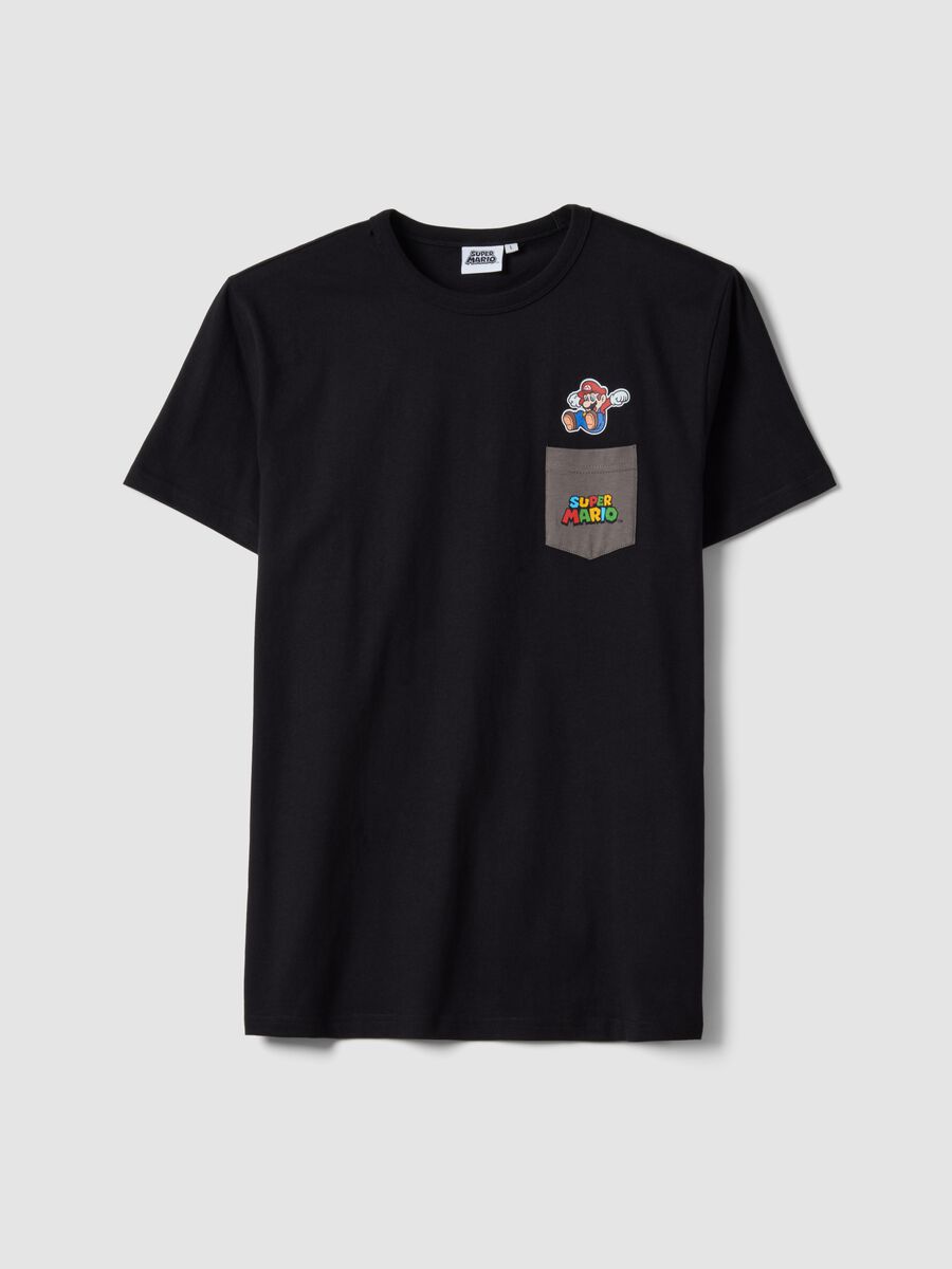 Black pure cotton regular fit T-shirt with Super Mario print_4