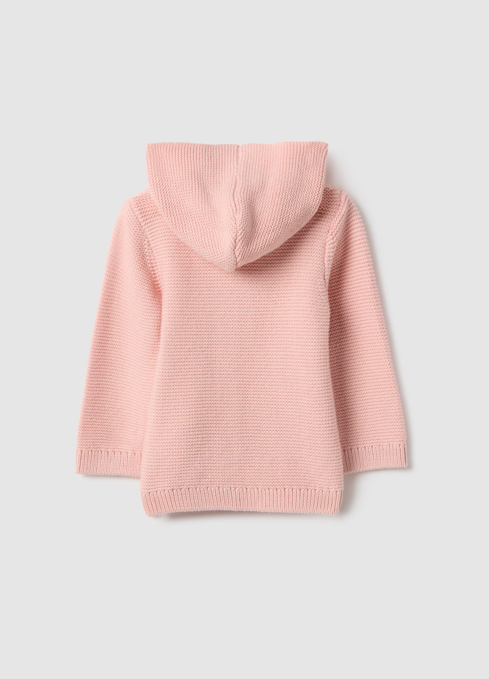 Pink pure cotton regular fit hooded cardigan for baby girl
