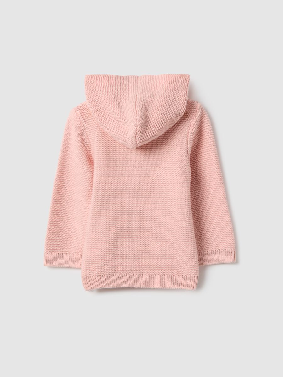 Pink pure cotton regular fit hooded cardigan for baby girl_1