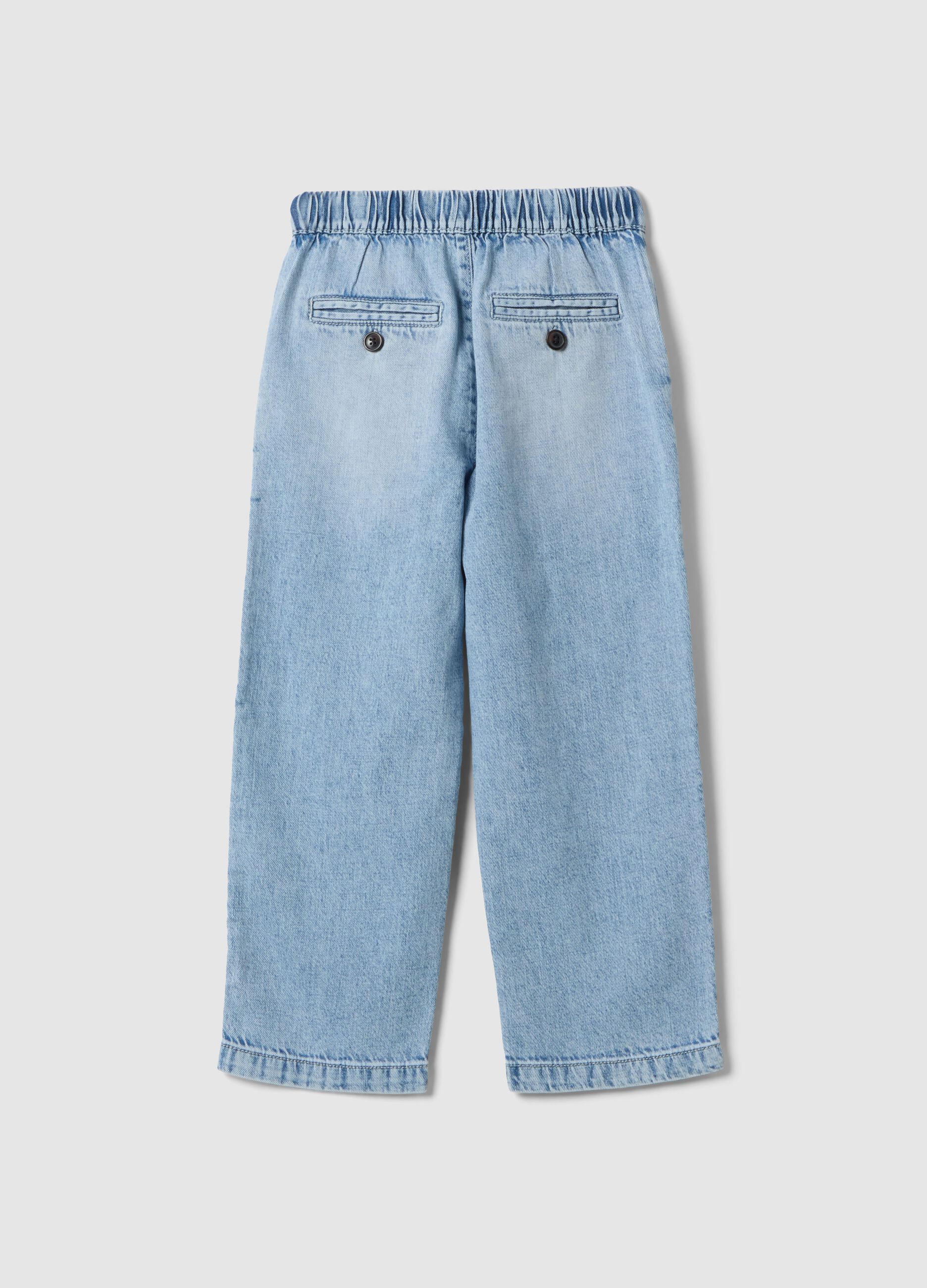 Children's regular fit light blue denim cotton mix jeans