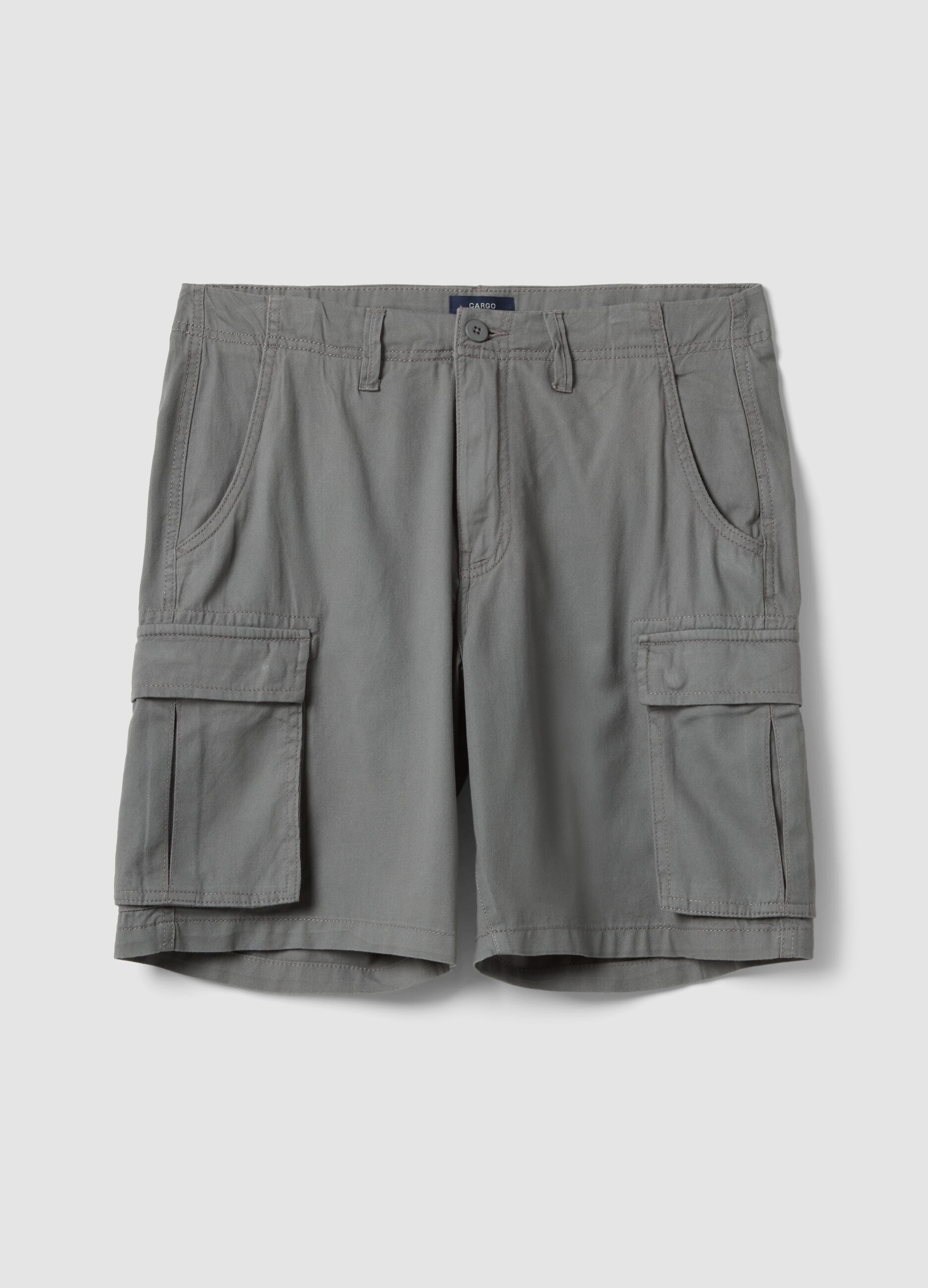 Grey pure cotton regular-fit cargo shorts