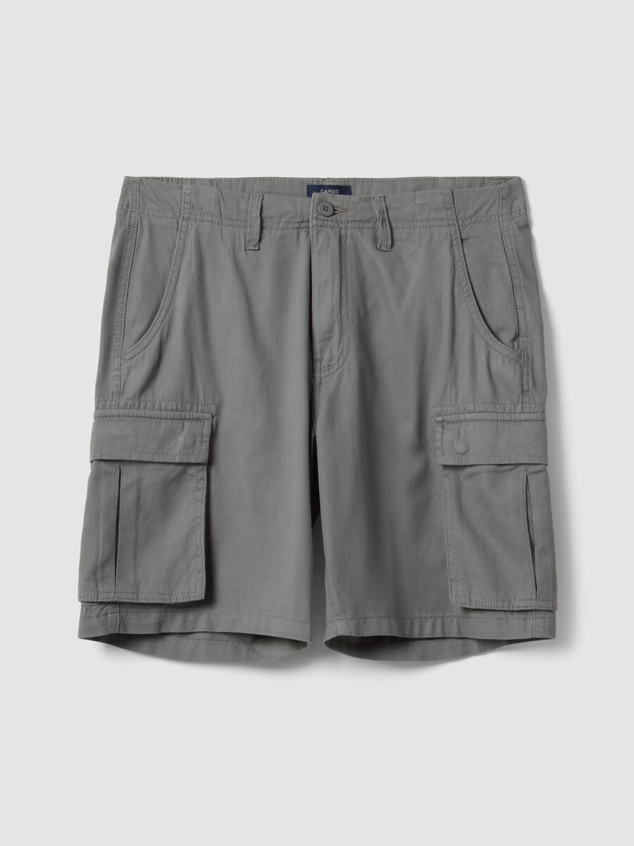 Grey pure cotton regular-fit cargo shorts_4