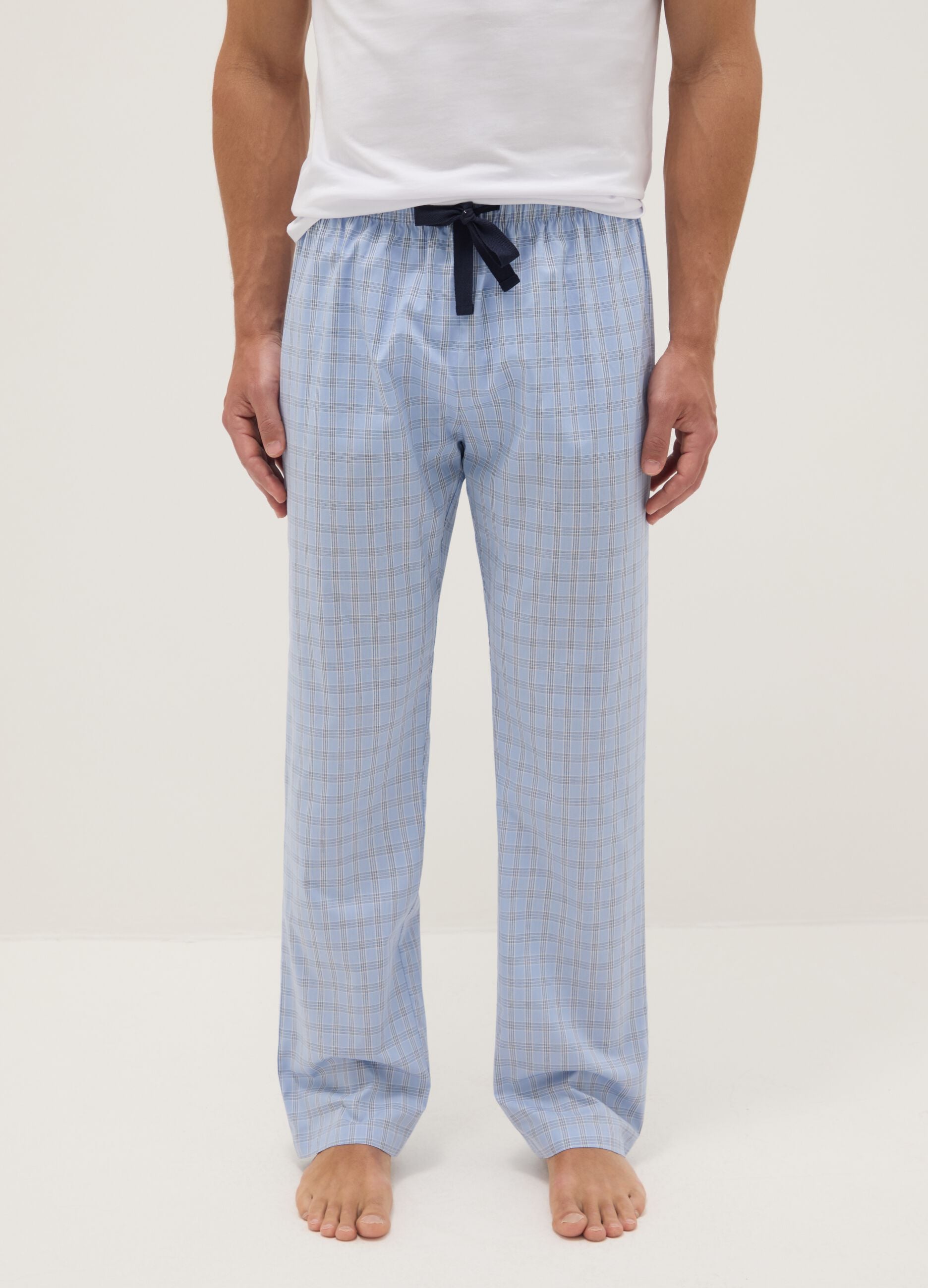 Multicolour check pure cotton pyjama trousers regular fit