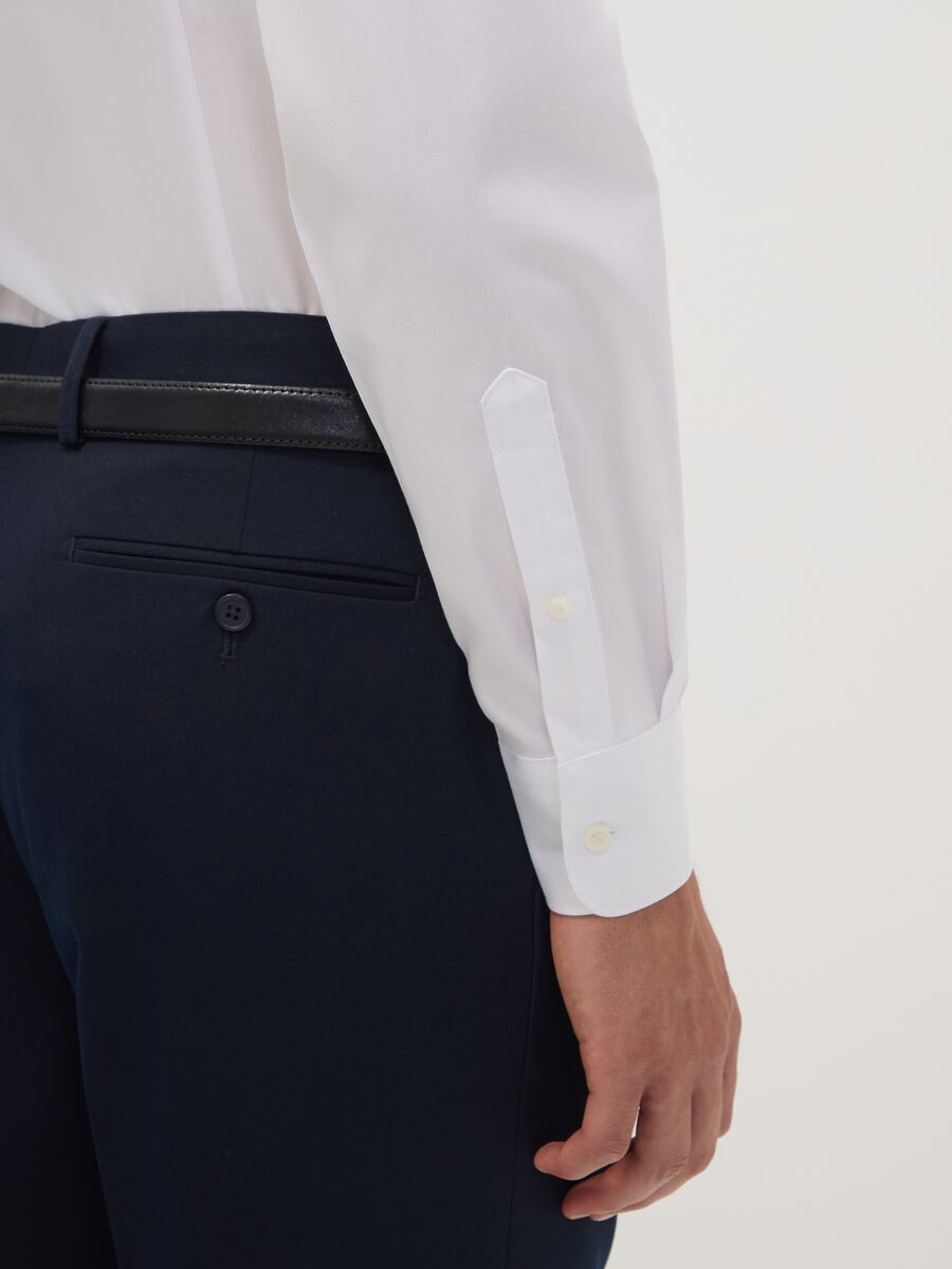 White slim-fit pure cotton shirt with French collar, non-iron_2
