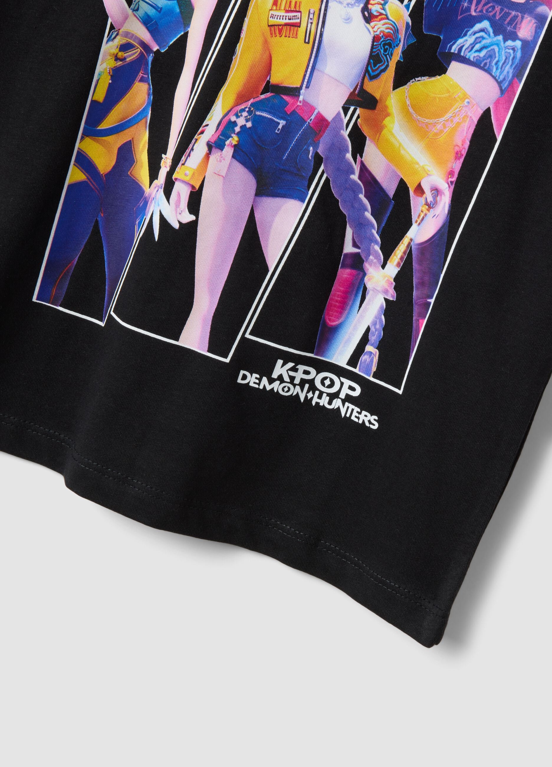 Girls' regular fit black pure cotton T-shirt with print