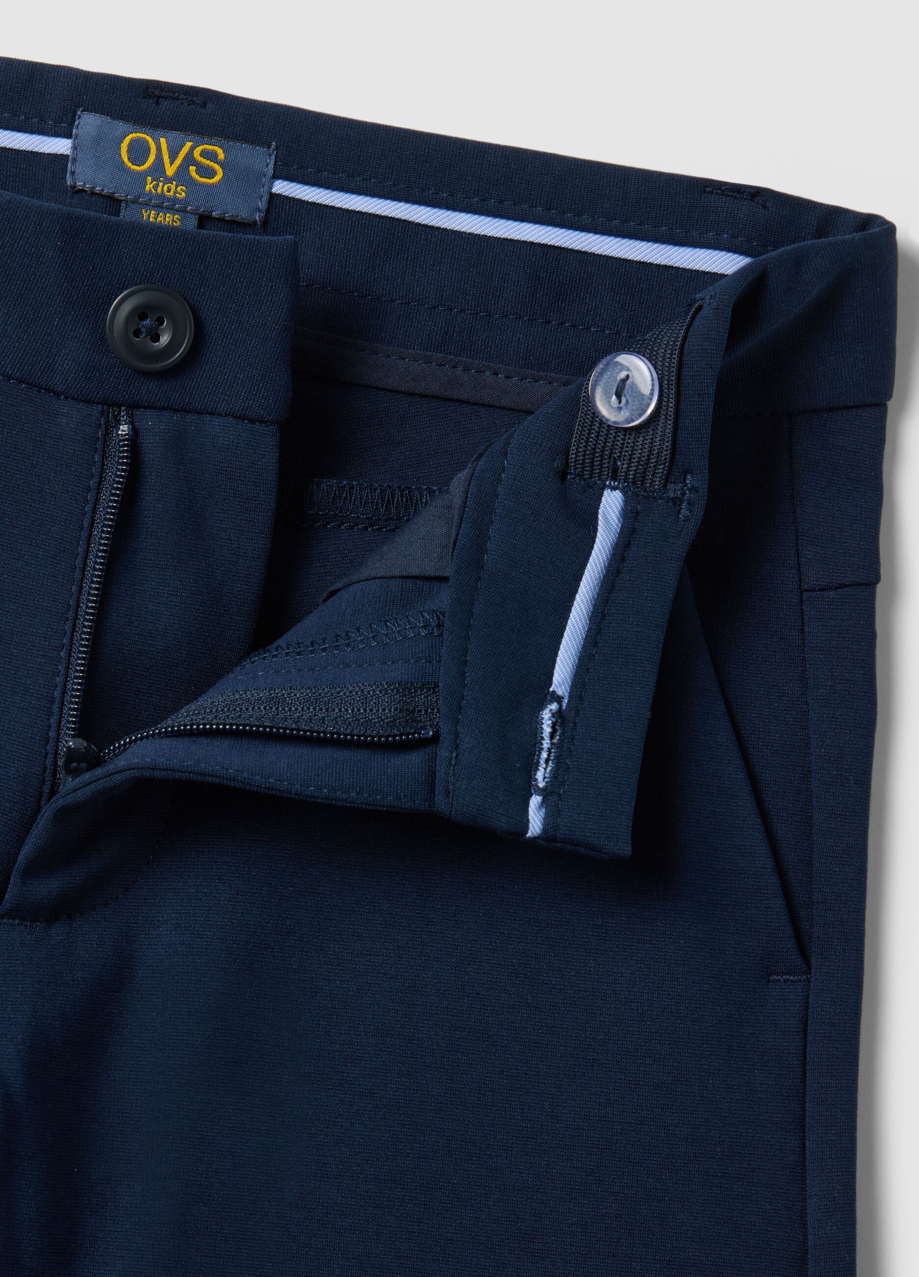 Blue stretch cotton chino trousers for kids regular fit