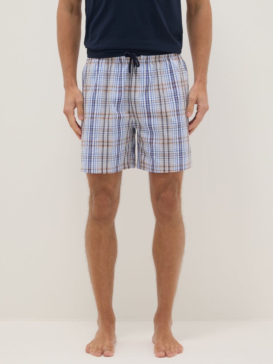 Multicolor checked pure cotton regular fit pyjama shorts_1