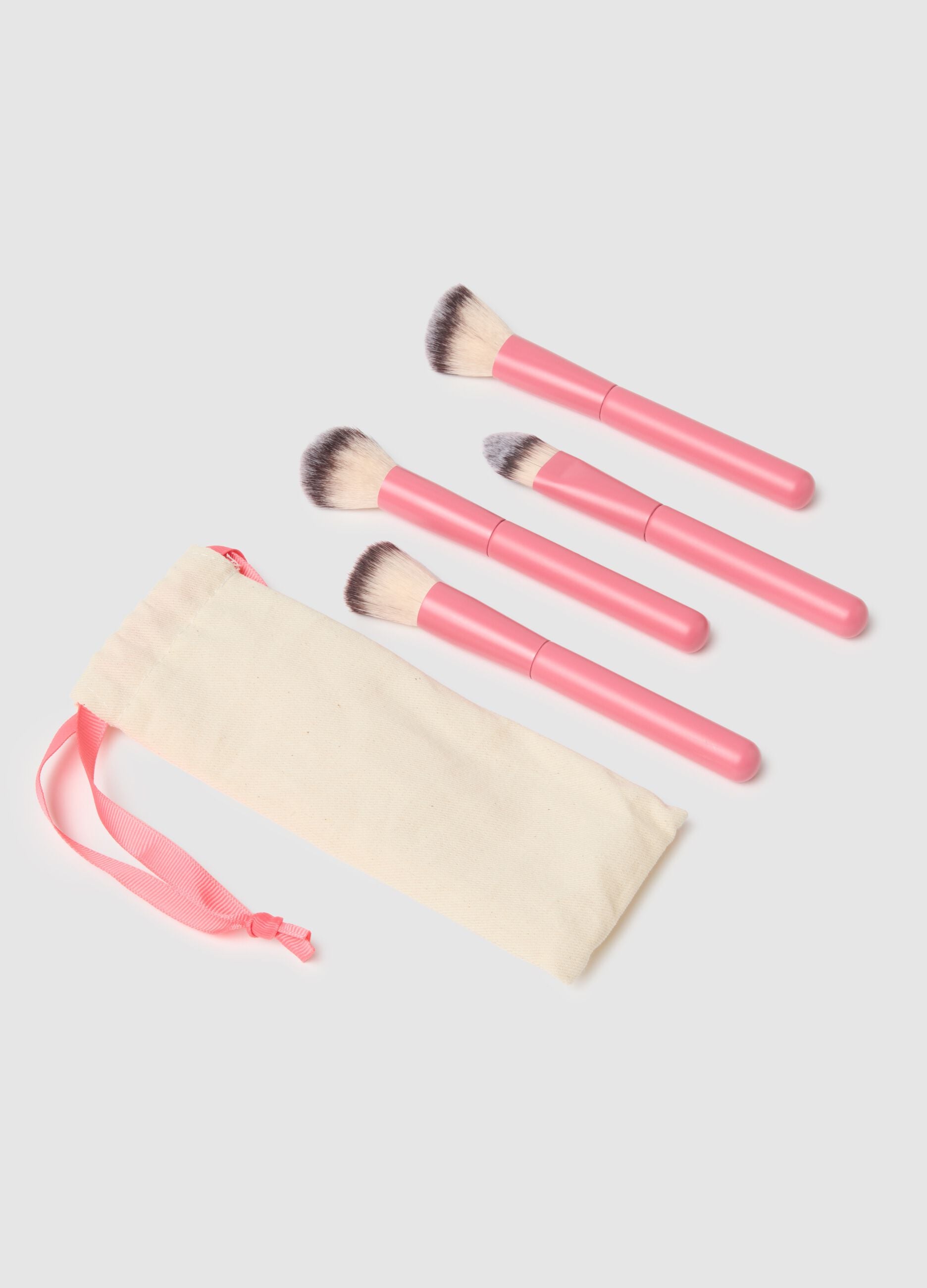 Pink Essential Face Brush Set - 4 Brush Kit for Face and D&eacute;collet&eacute;