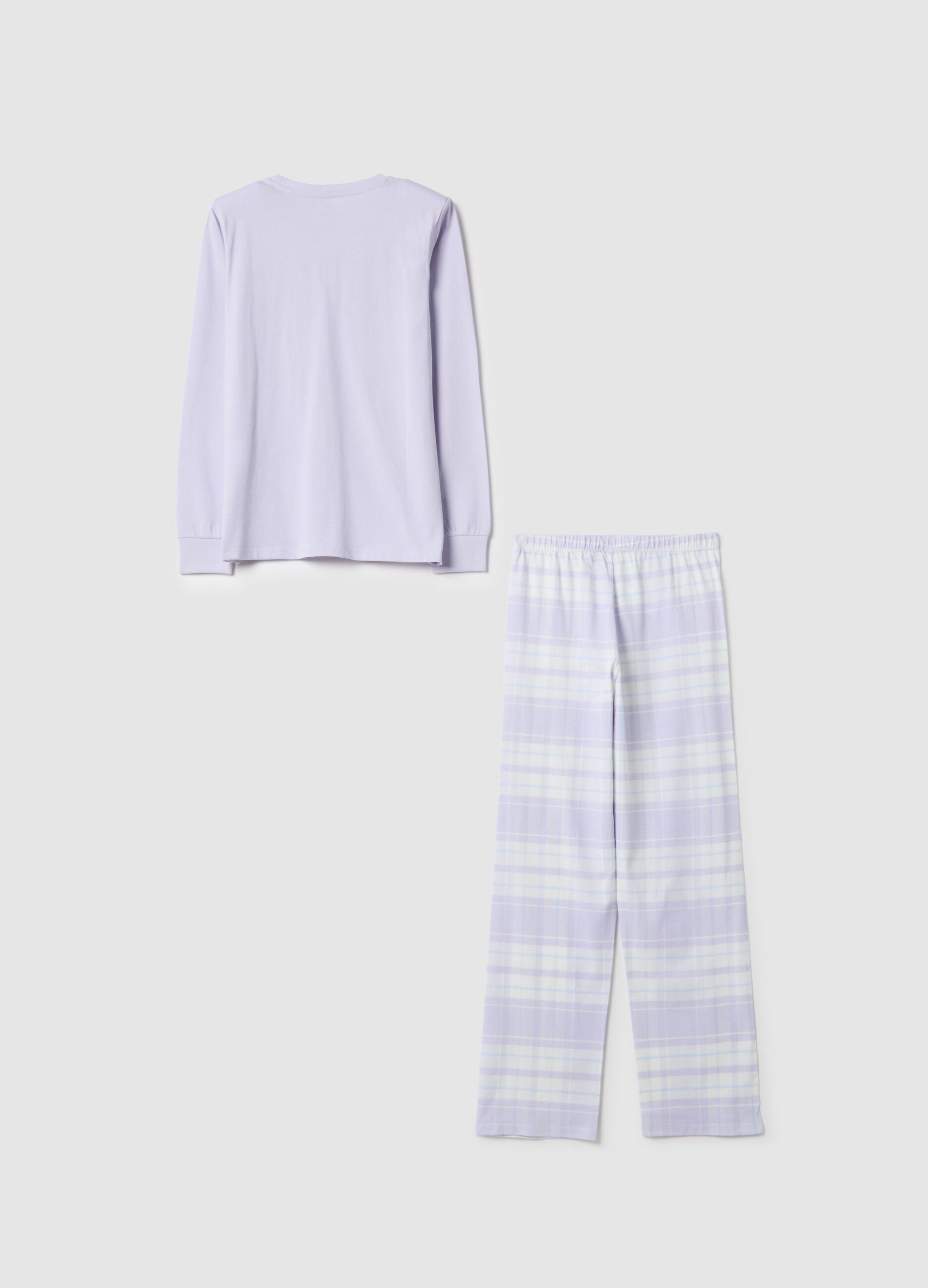 Girls' multicolour check regular fit pure cotton pyjamas