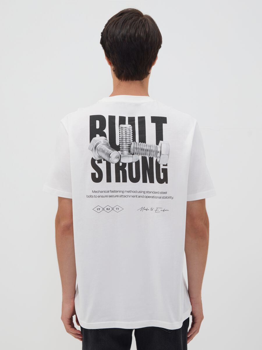 White pure cotton jersey T-shirt with graphic print, regular fit_3