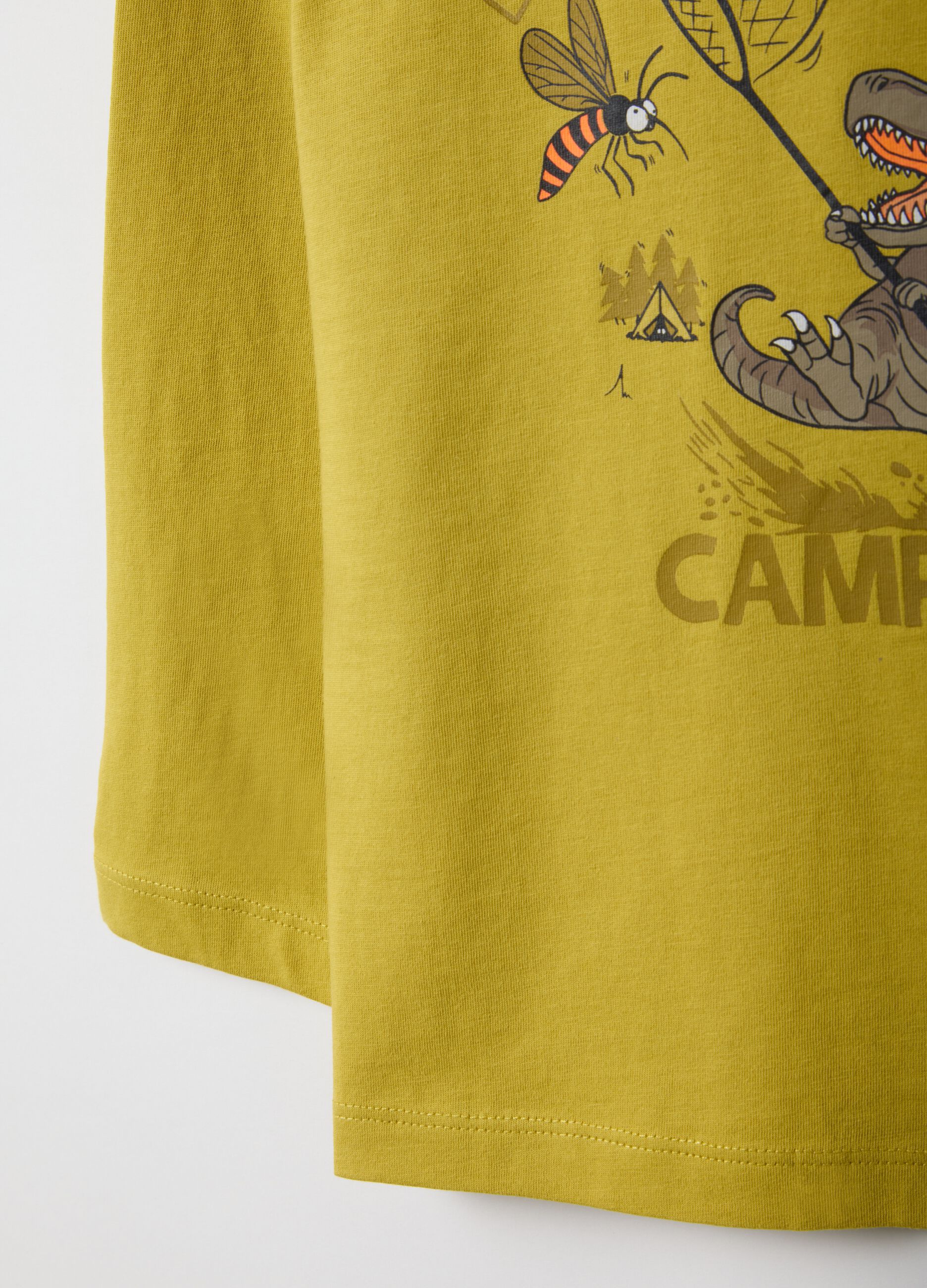 Yellow pure cotton children's regular fit T-shirt with print