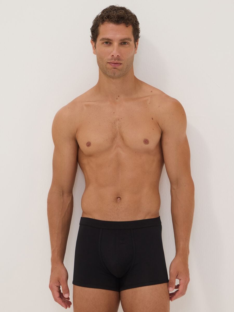 Tripack di boxer neri in cotone extrafine elasticizzato_0