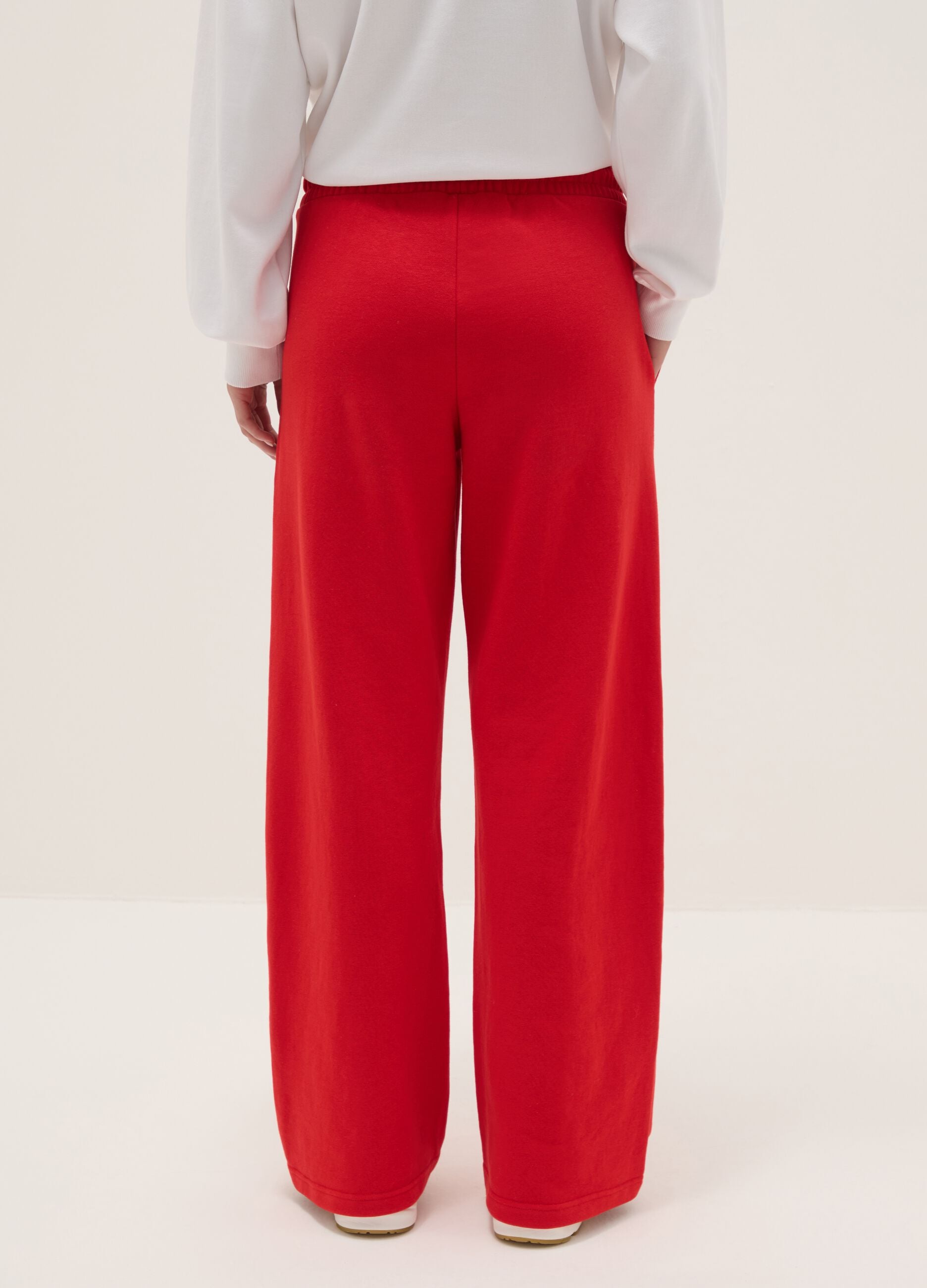 Red wide-leg cotton blend trousers regular fit with Everlast logo