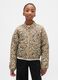 Beige Leopard Print Bomber Jacket_0