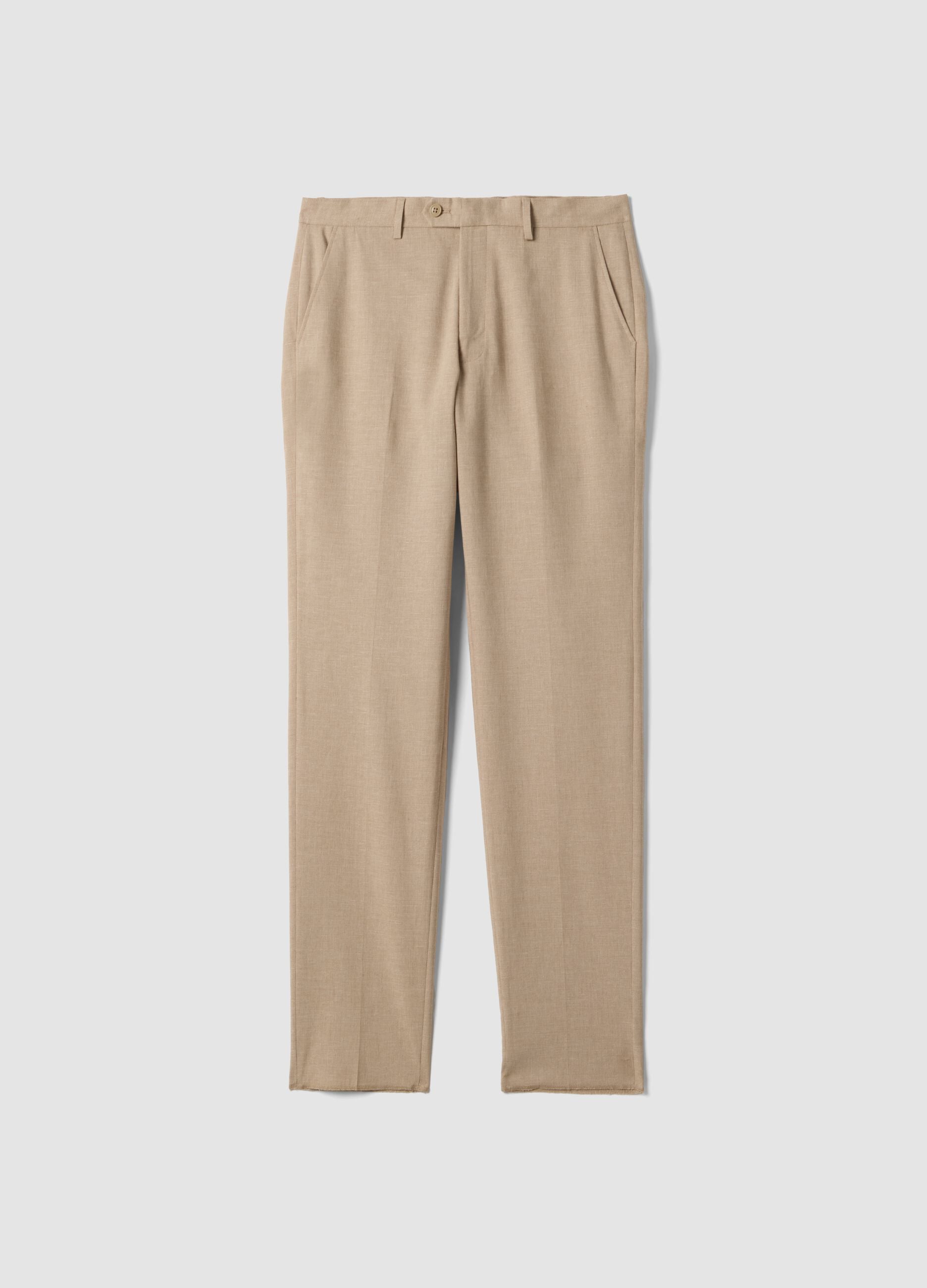 Beige Slim Fit Trousers