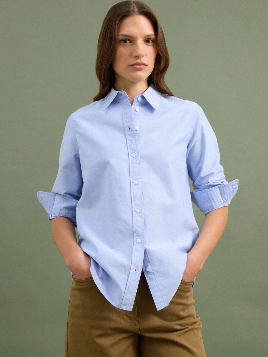 Light blue pure cotton Oxford shirt, comfort fit_1