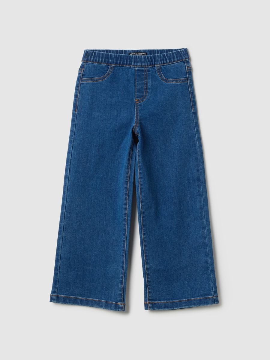 Girls' regular fit blue stretchy cotton blend jeggings_0