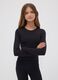Girls&rsquo; black organic stretch cotton T-shirt with ribbed neckline_0