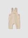 Beige pure cotton baby dungarees, regular fit with embroidery_0