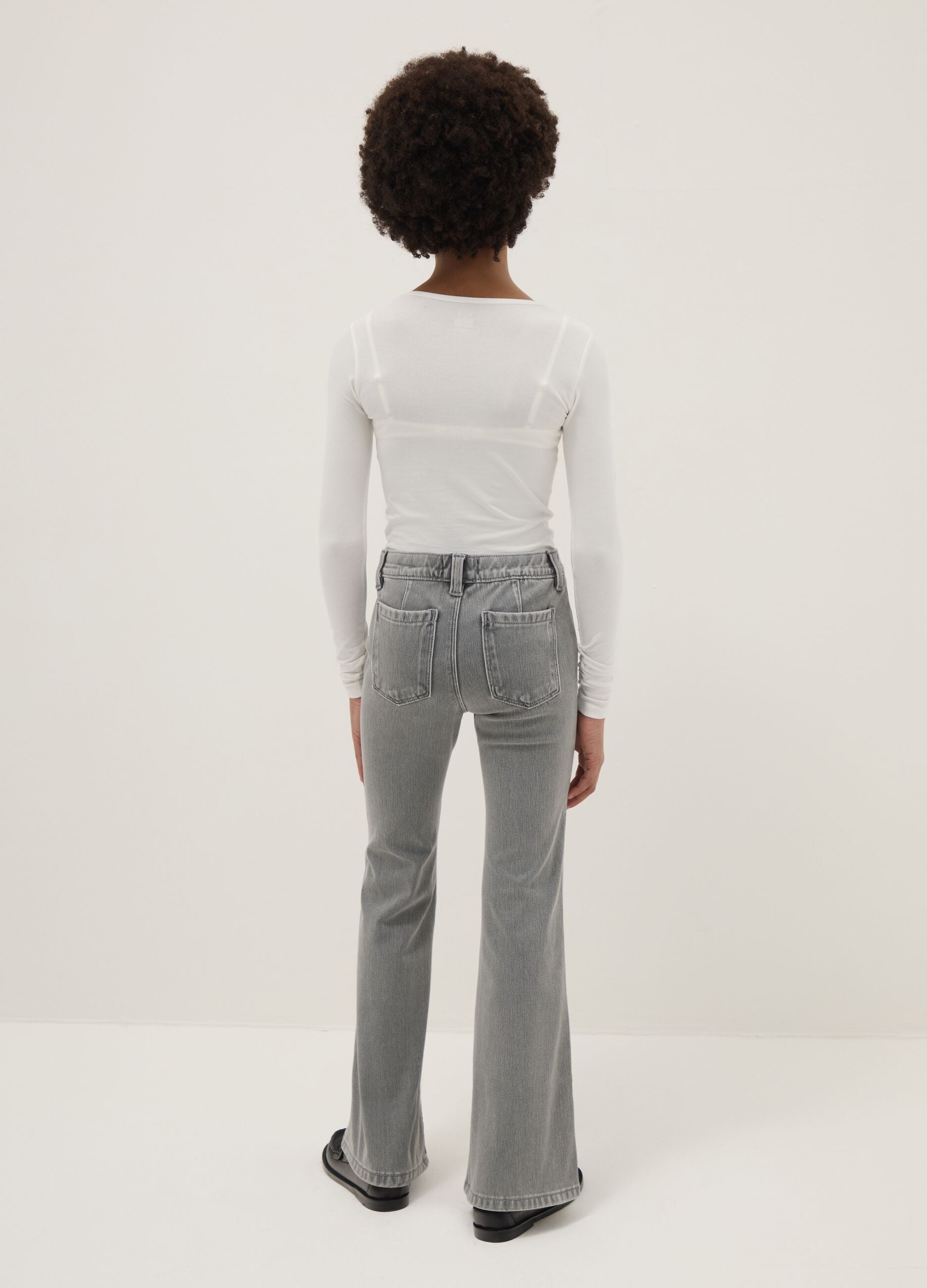 Grey denim flare jeans for girls