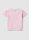 Pink Stretch Cotton Girls T-shirt Regular Fit with Peach_1